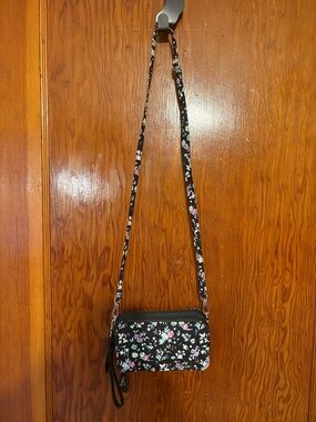 Vera Bradley Black Floral Crossbody Wallet